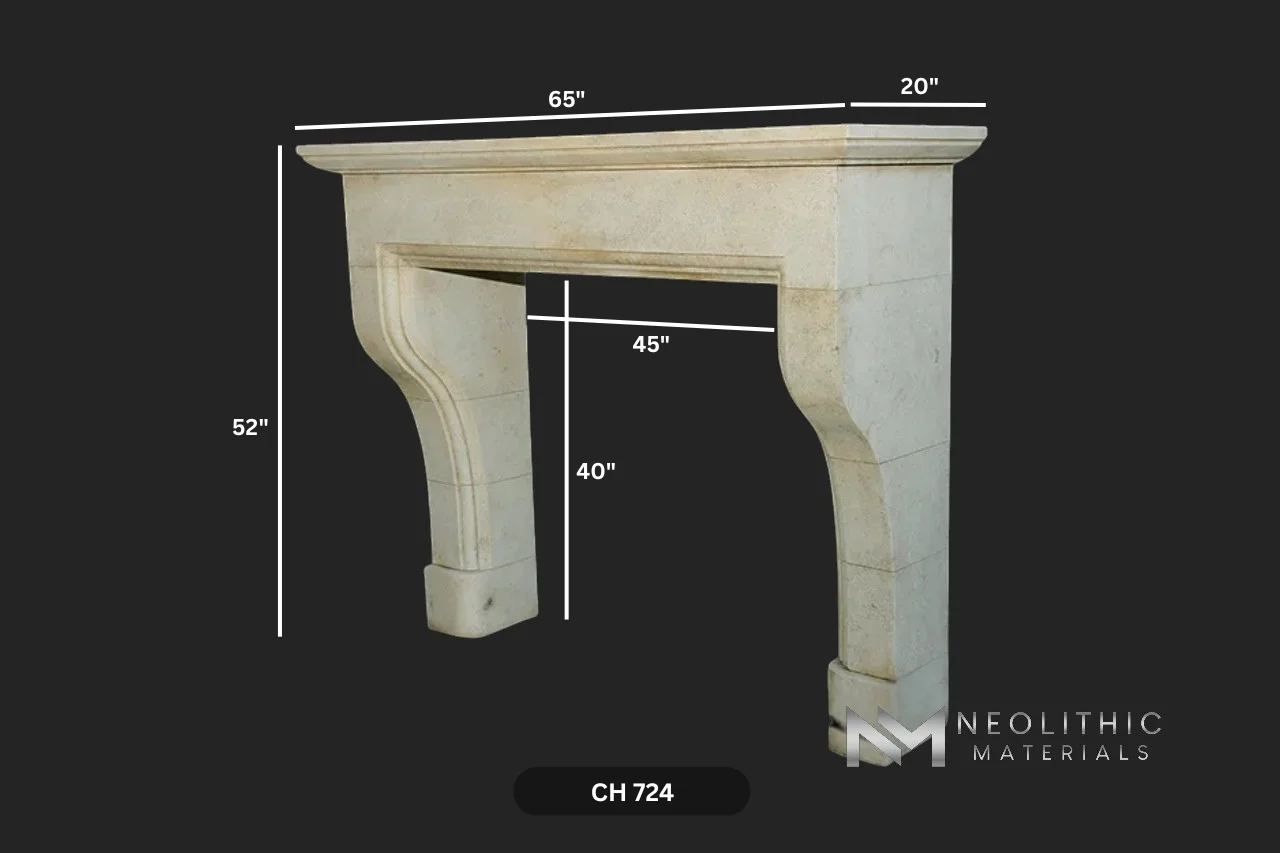Limestone Fireplace Mantel - Image 4